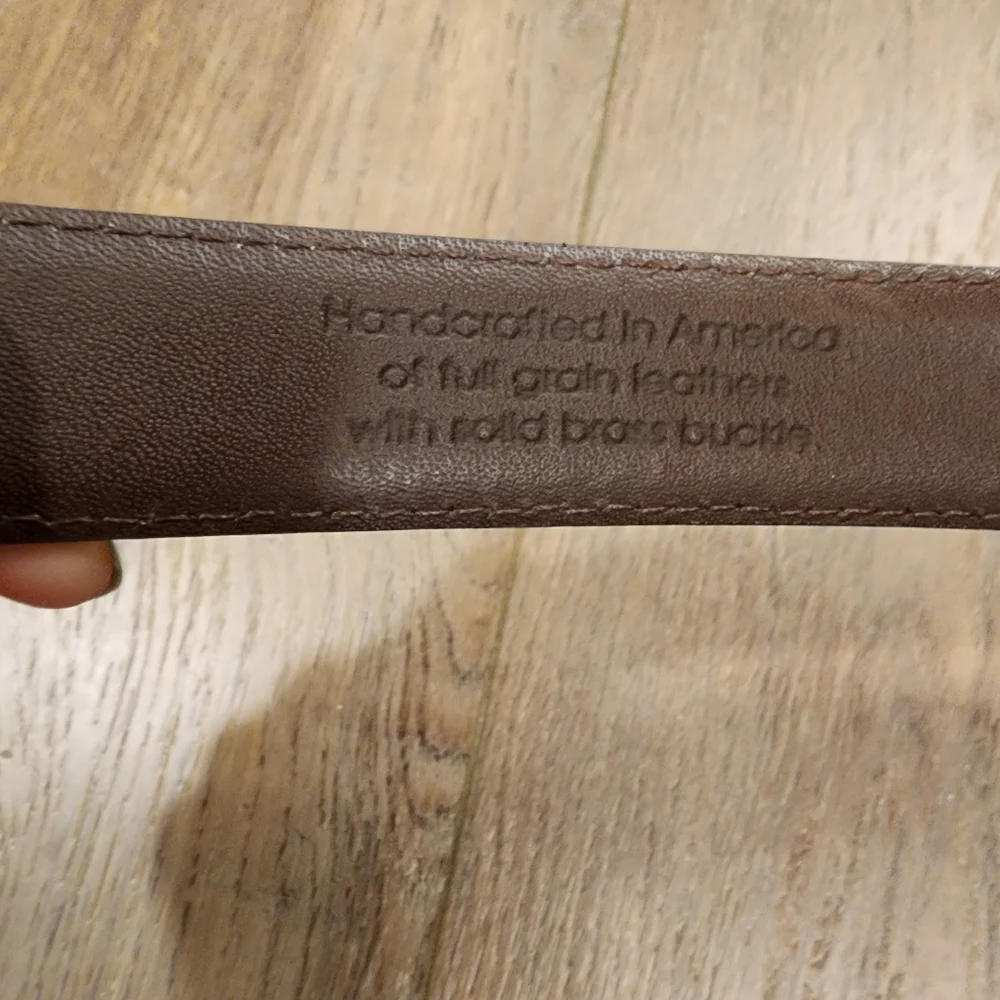 Men's Brown Belt Full Grain Leather Handcrafted USA Solid Brass Buckle size 30
